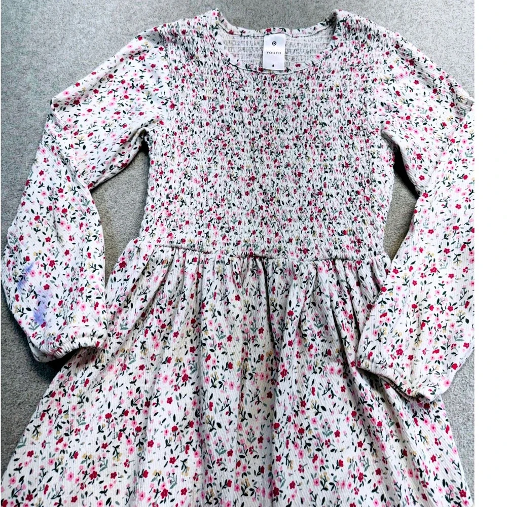 Target Youth Girls Size 8 Floral Smocked Dress Long Sleeve Cottagecore School